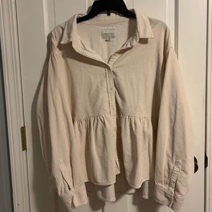 American Eagle Corduroy Button Up Baby Doll Blouse